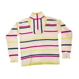 NWT Charter Club Luxury Cashmere 1/4 Zip Sweater Ladies Medium Multicolor